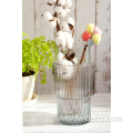 Wholesale clear Big Ribbed Glass Vase candle holder